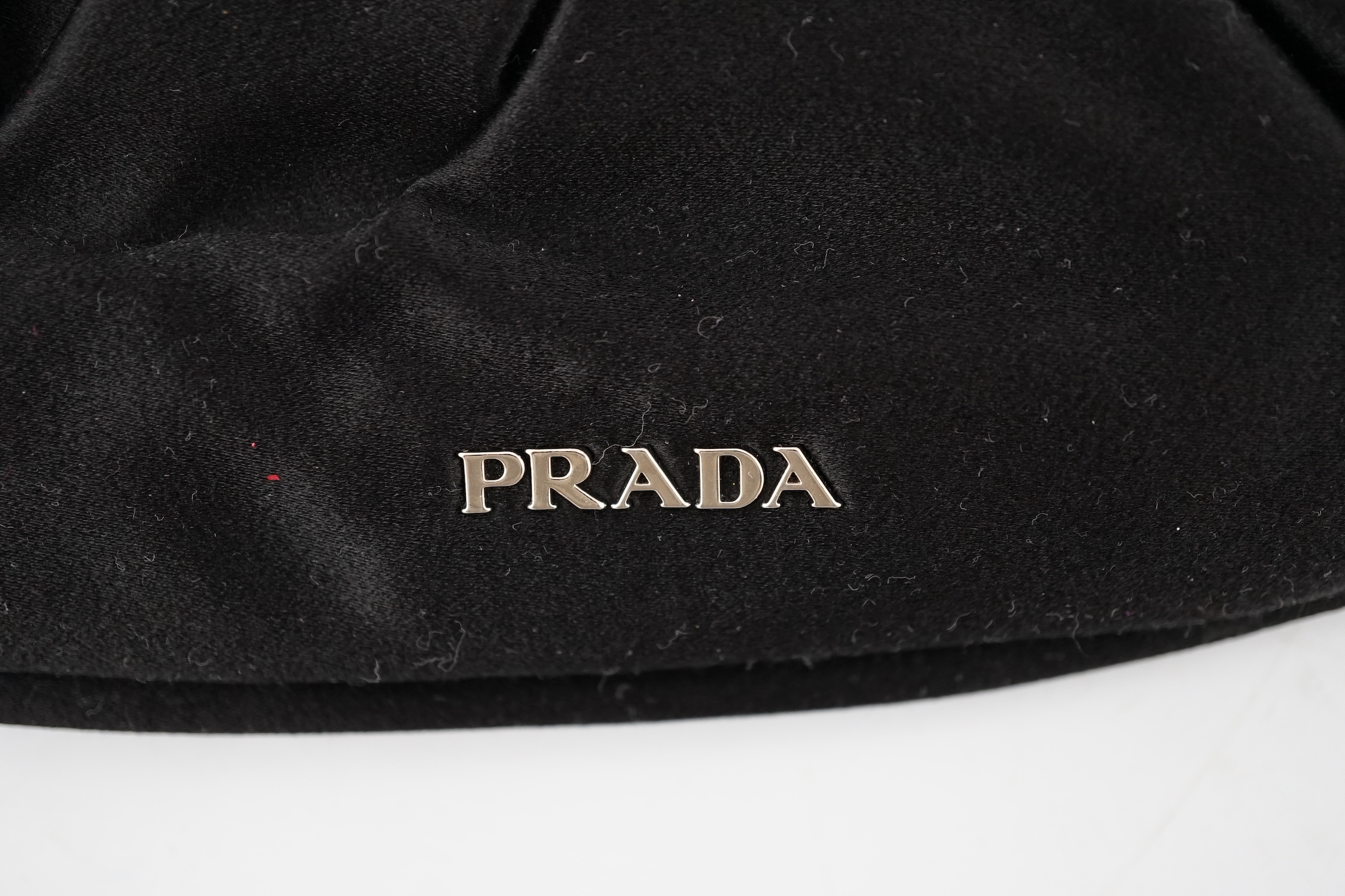 A Prada Raso Stones Nero black satin clutch bag height 12cm, width 19.5cm, depth 4cm